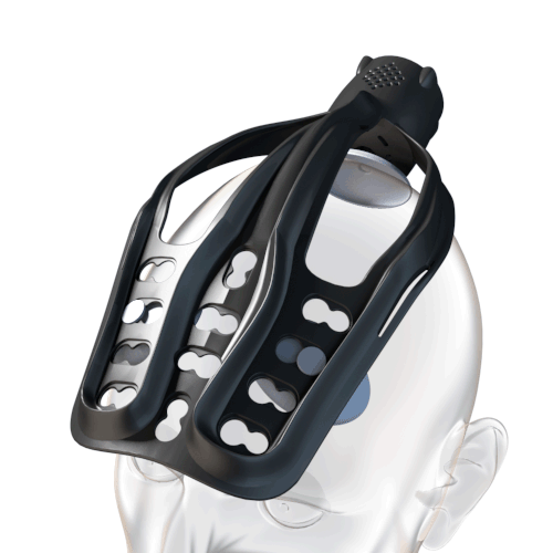 Black scalp massager PMS01 working on the head